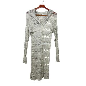 Vintage Handmade Kimono Sz S Lace Hooded Fairy Crochet Whimsigoth Festival  Boho